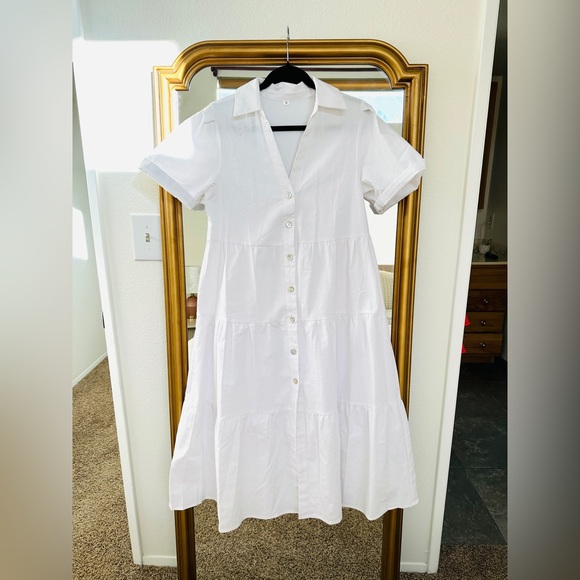 White collar dress w/ buttons - Picture 5 of 7